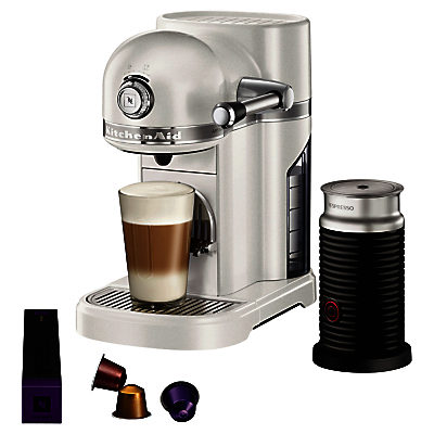 Nespresso Artisan Coffee Machine with Aeroccino by KitchenAid Frosted Pearl